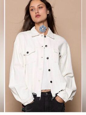 POL White Ribbed Women's Jacket